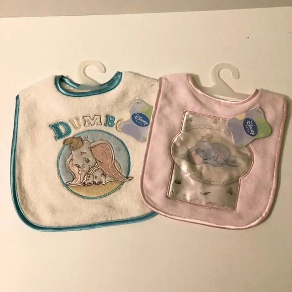 Lot of  2 Disney Baby Dumbo Toddler Bibs - Picture 1 of 14